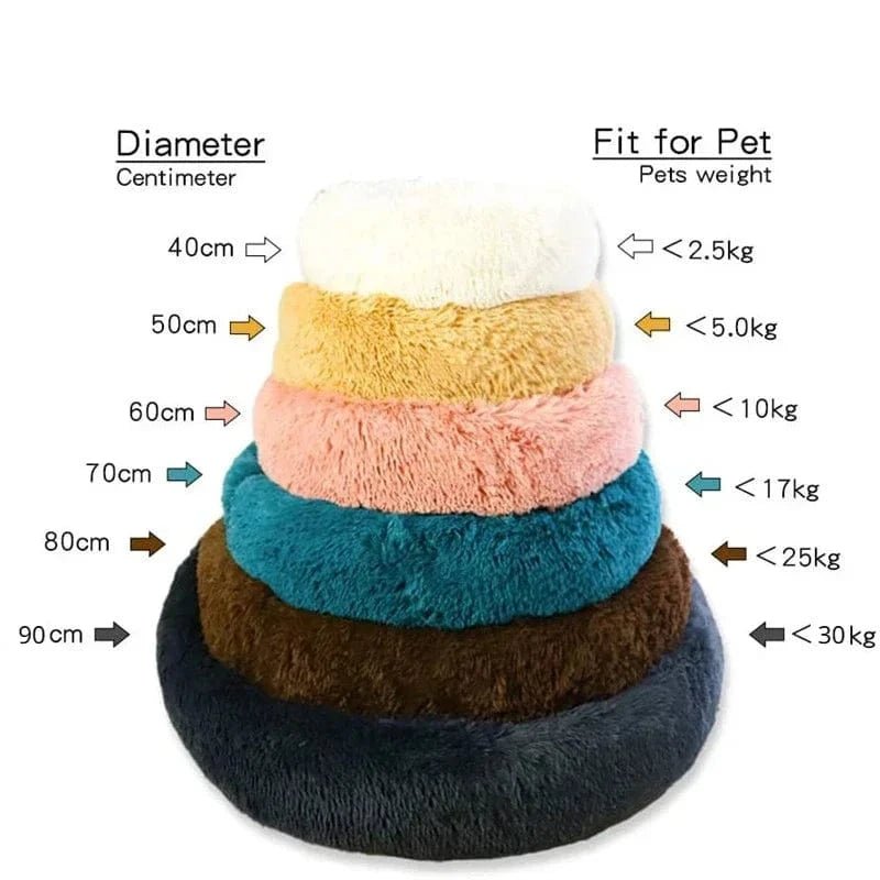 40 - 90cm Round Pet Bed for Large Dog Bed Super Soft Cat Bed Long Plush Dog House for Medium Dog House Winter Warm Sleeping - PawfectCo