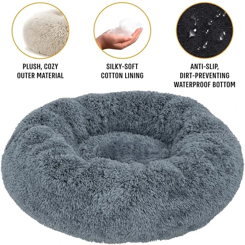 40 - 90cm Round Pet Bed for Large Dog Bed Super Soft Cat Bed Long Plush Dog House for Medium Dog House Winter Warm Sleeping - PawfectCo