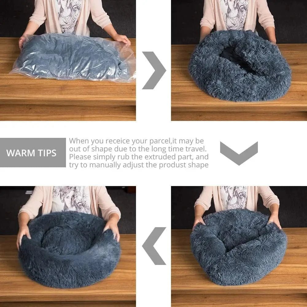 40 - 90cm Round Pet Bed for Large Dog Bed Super Soft Cat Bed Long Plush Dog House for Medium Dog House Winter Warm Sleeping - PawfectCo