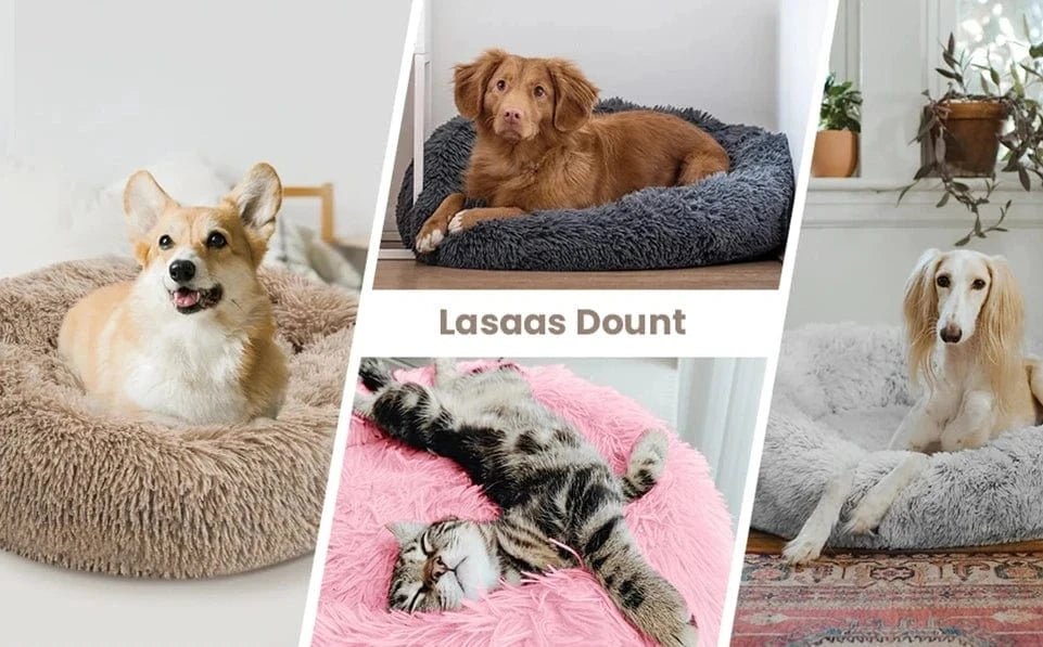 40 - 90cm Round Pet Bed for Large Dog Bed Super Soft Cat Bed Long Plush Dog House for Medium Dog House Winter Warm Sleeping - PawfectCo
