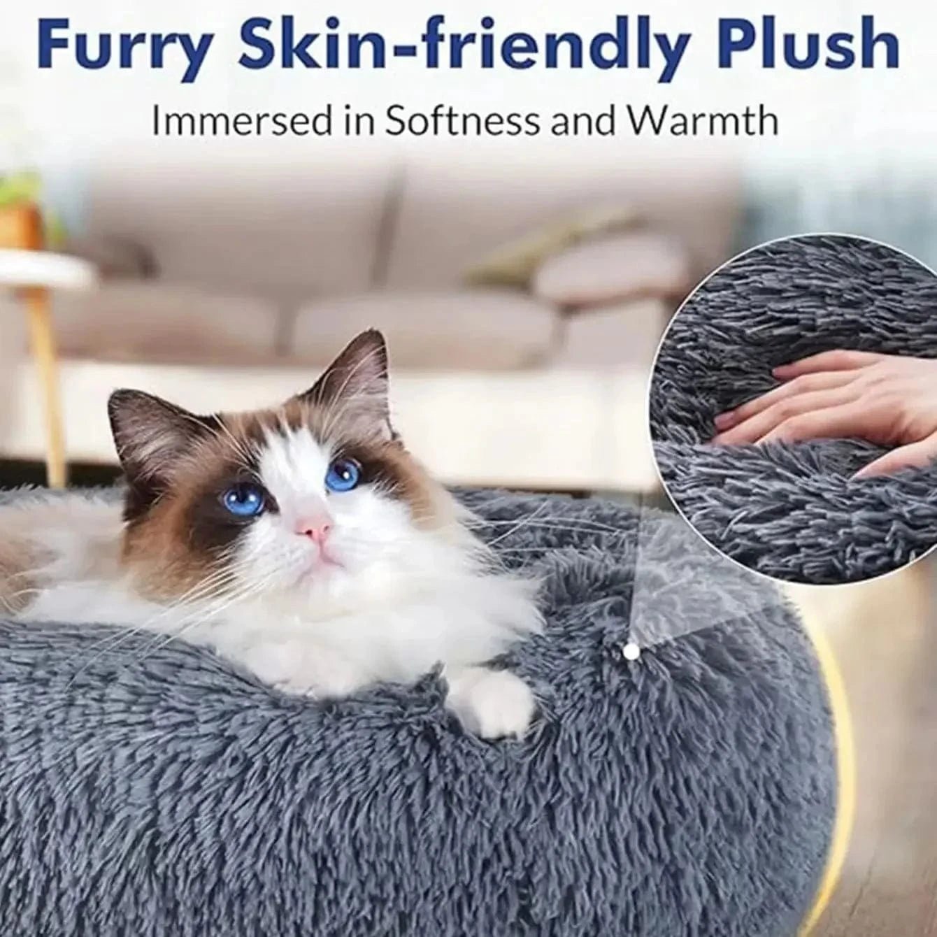 40 - 90cm Round Pet Bed for Large Dog Bed Super Soft Cat Bed Long Plush Dog House for Medium Dog House Winter Warm Sleeping - PawfectCo