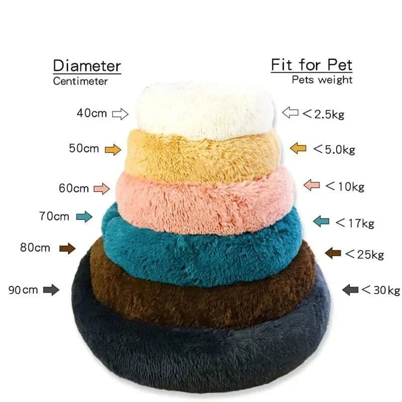 40 - 90cm Round Pet Bed for Large Dog Bed Super Soft Cat Bed Long Plush Dog House for Medium Dog House Winter Warm Sleeping - PawfectCo