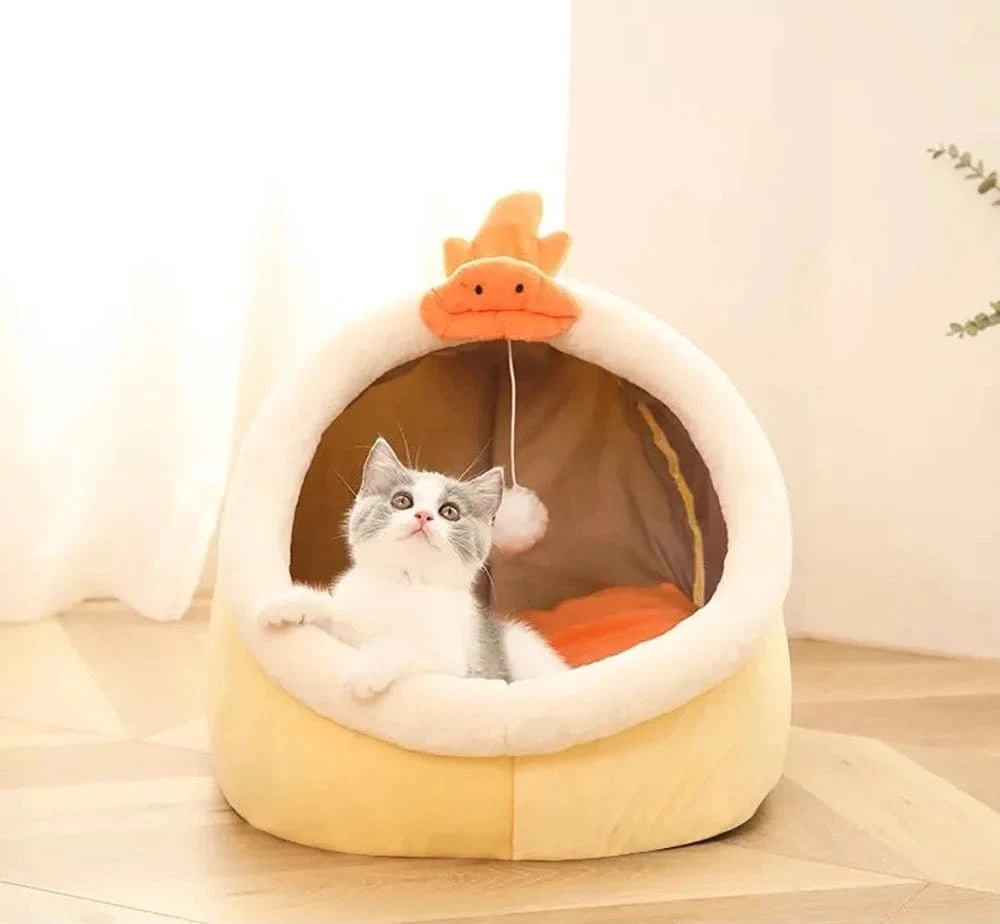 Deep Sleep Cat Bed Cartoon Pet Bed Foldable Removable Washable Pet Sleeping Bed for Small Dog Mat Bag Cave Cats Bed - PawfectCo