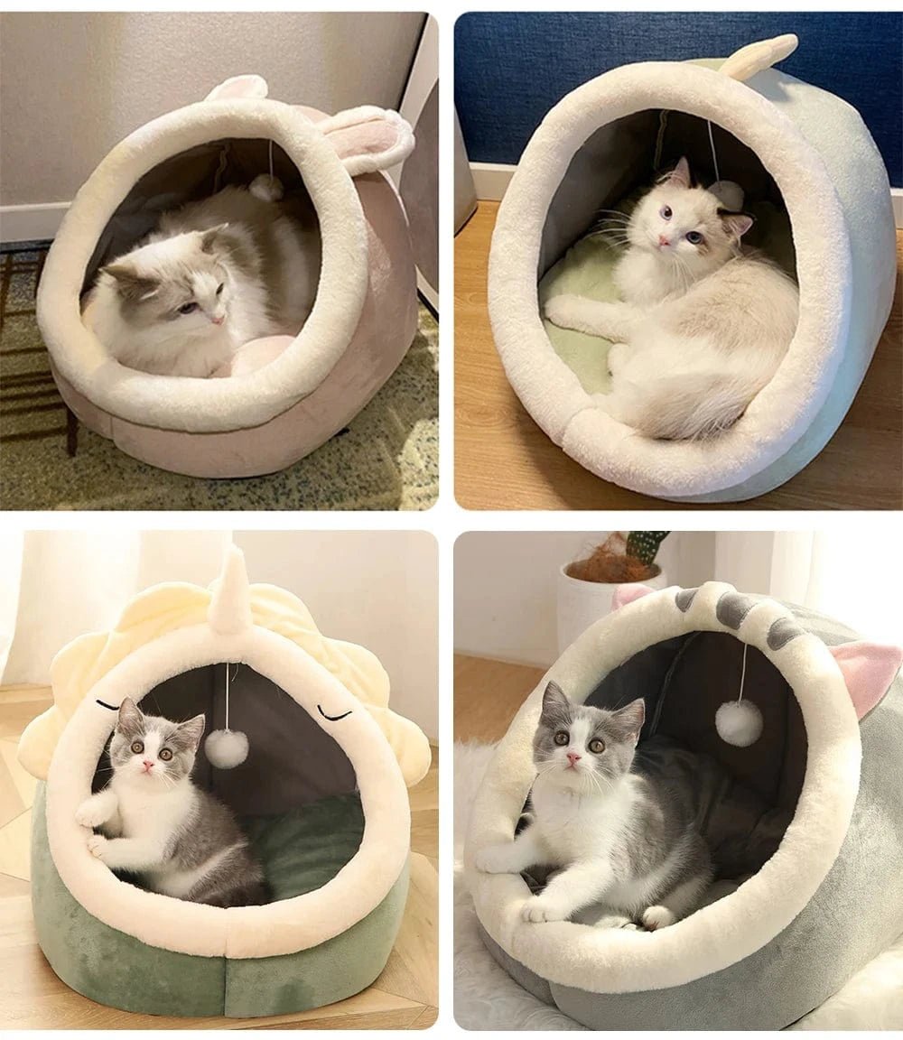 Deep Sleep Cat Bed Cartoon Pet Bed Foldable Removable Washable Pet Sleeping Bed for Small Dog Mat Bag Cave Cats Bed - PawfectCo
