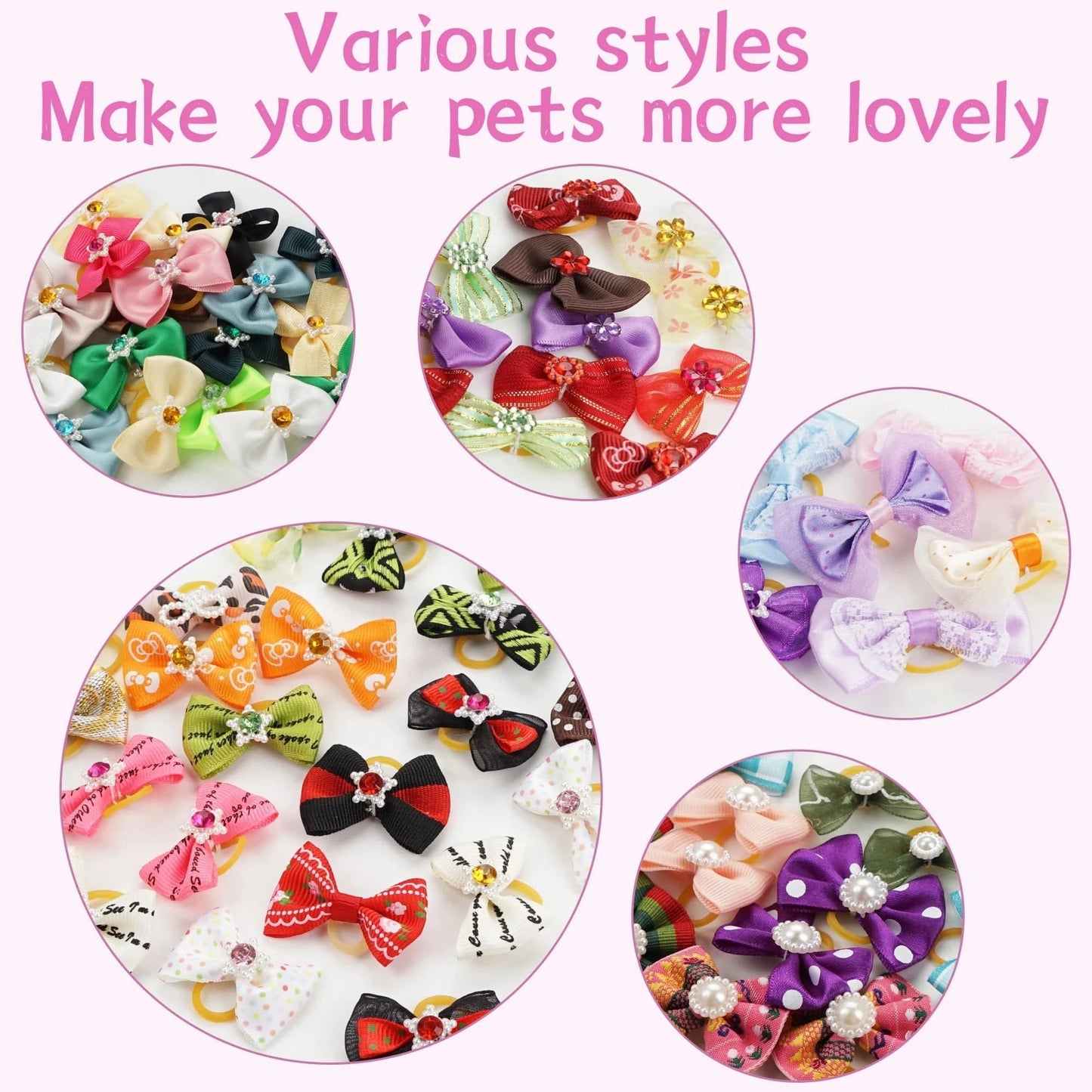 Dog Grooming Bows CatHair Bows Small Pog Grooming Accessories Dog Hair Rubber Bands Pet Supplier - PawfectCo