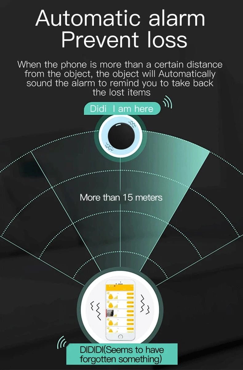 Mini GPS Locator AntiLost Alarm Wallet Keychain Smart Tag Bluetooth - Compatible Tracer Keychain Dog Pet Child Tracker Key Finder - PawfectCo