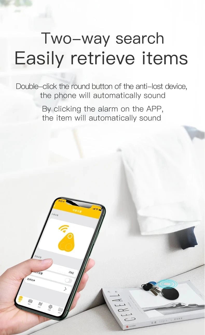 Mini GPS Locator AntiLost Alarm Wallet Keychain Smart Tag Bluetooth - Compatible Tracer Keychain Dog Pet Child Tracker Key Finder - PawfectCo