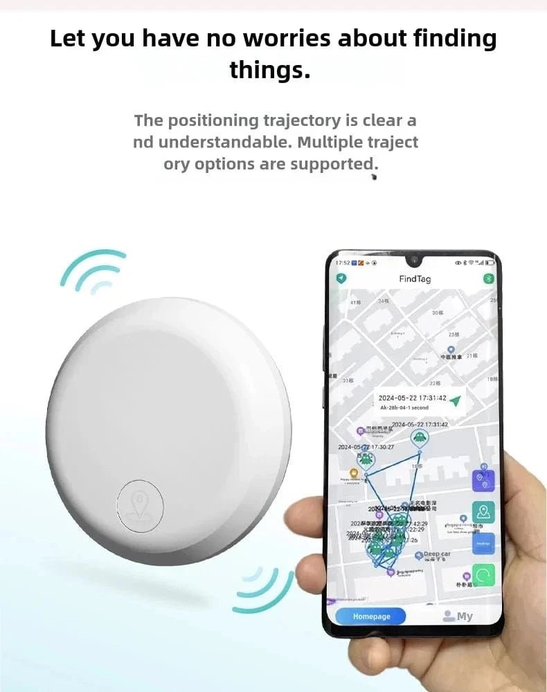 Mini GPS Locator AntiLost Alarm Wallet Keychain Smart Tag Bluetooth - Compatible Tracer Keychain Dog Pet Child Tracker Key Finder - PawfectCo