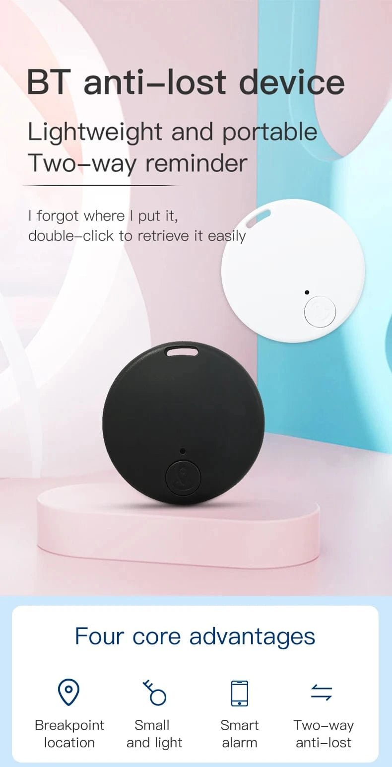 Mini GPS Locator AntiLost Alarm Wallet Keychain Smart Tag Bluetooth - Compatible Tracer Keychain Dog Pet Child Tracker Key Finder - PawfectCo