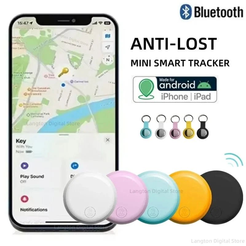 Mini GPS Locator AntiLost Alarm Wallet Keychain Smart Tag Bluetooth - Compatible Tracer Keychain Dog Pet Child Tracker Key Finder - PawfectCo