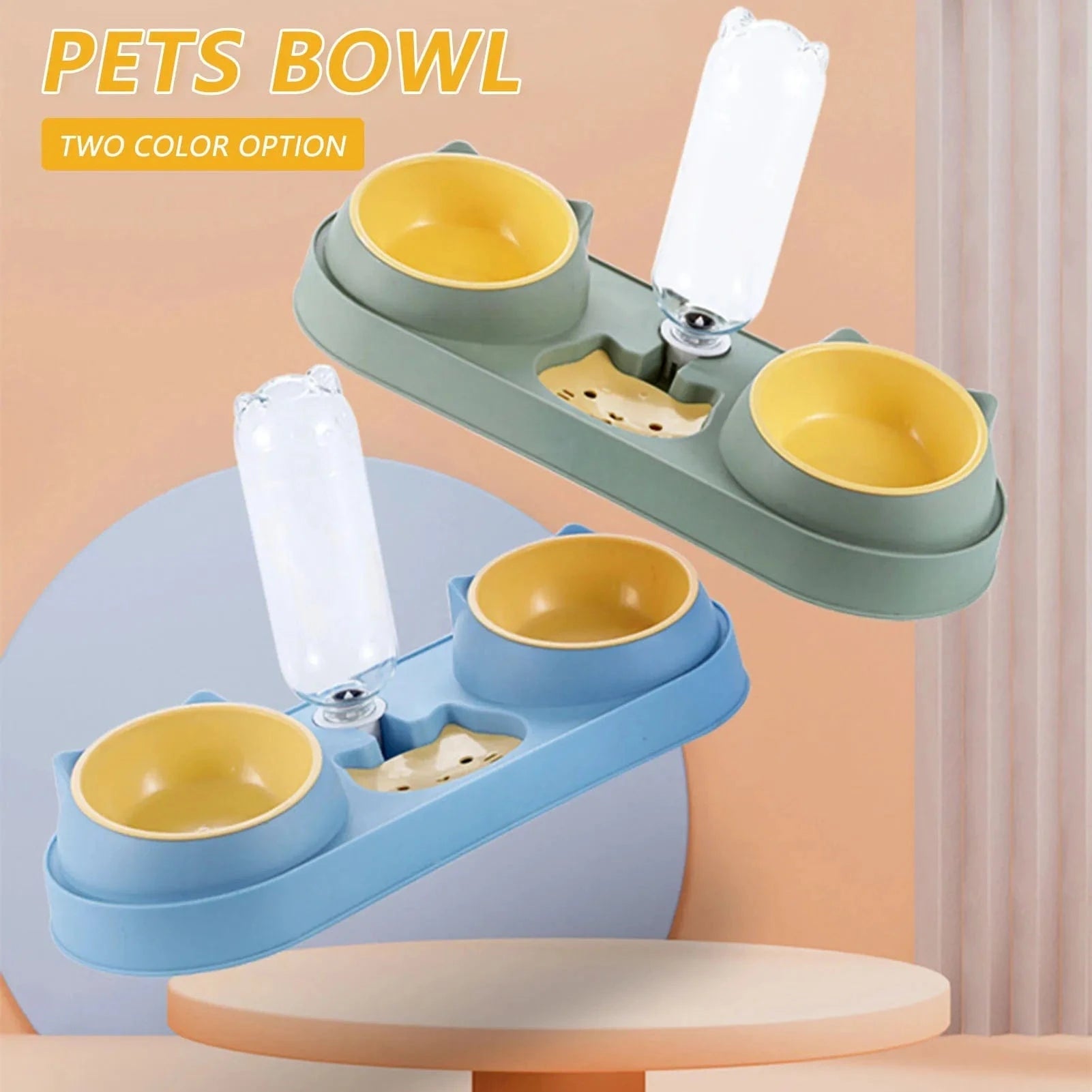 Pet Cat Bowl Automatic Feeder Dog Food Bowl With Water Fountain Double Bowl Drinking Raised Stand Dish Bowls For Cats - PawfectCo