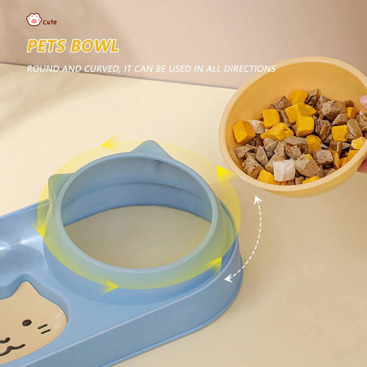 Pet Cat Bowl Automatic Feeder Dog Food Bowl With Water Fountain Double Bowl Drinking Raised Stand Dish Bowls For Cats - PawfectCo