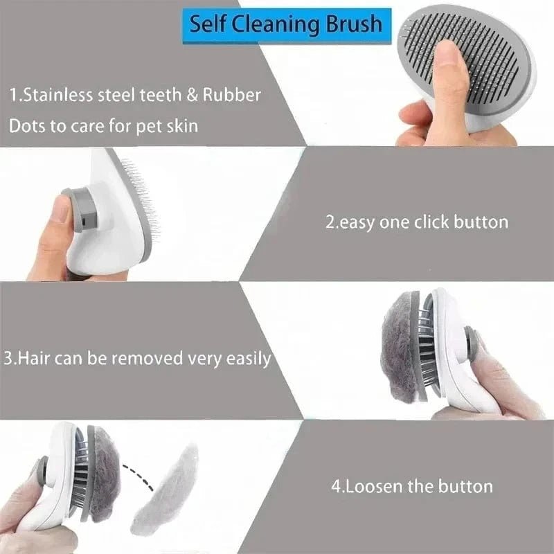 Pet Dog Brush Cat Comb Self Cleaning Pet Hair Remover Brush For Dogs Cats Grooming Tools Pets Dematting Comb Dogs Accessories - PawfectCo
