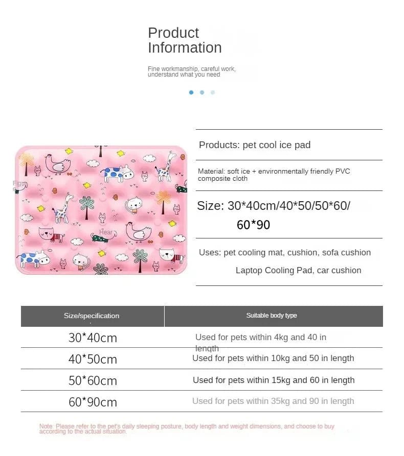 Pet Ice Pad Summer Dog Cooler Pad Breathable Cat Cooling Ice Pad Large Dog Sleeping Pet Ice Pad Sleeping Pad Summer Cooling Pad - PawfectCo