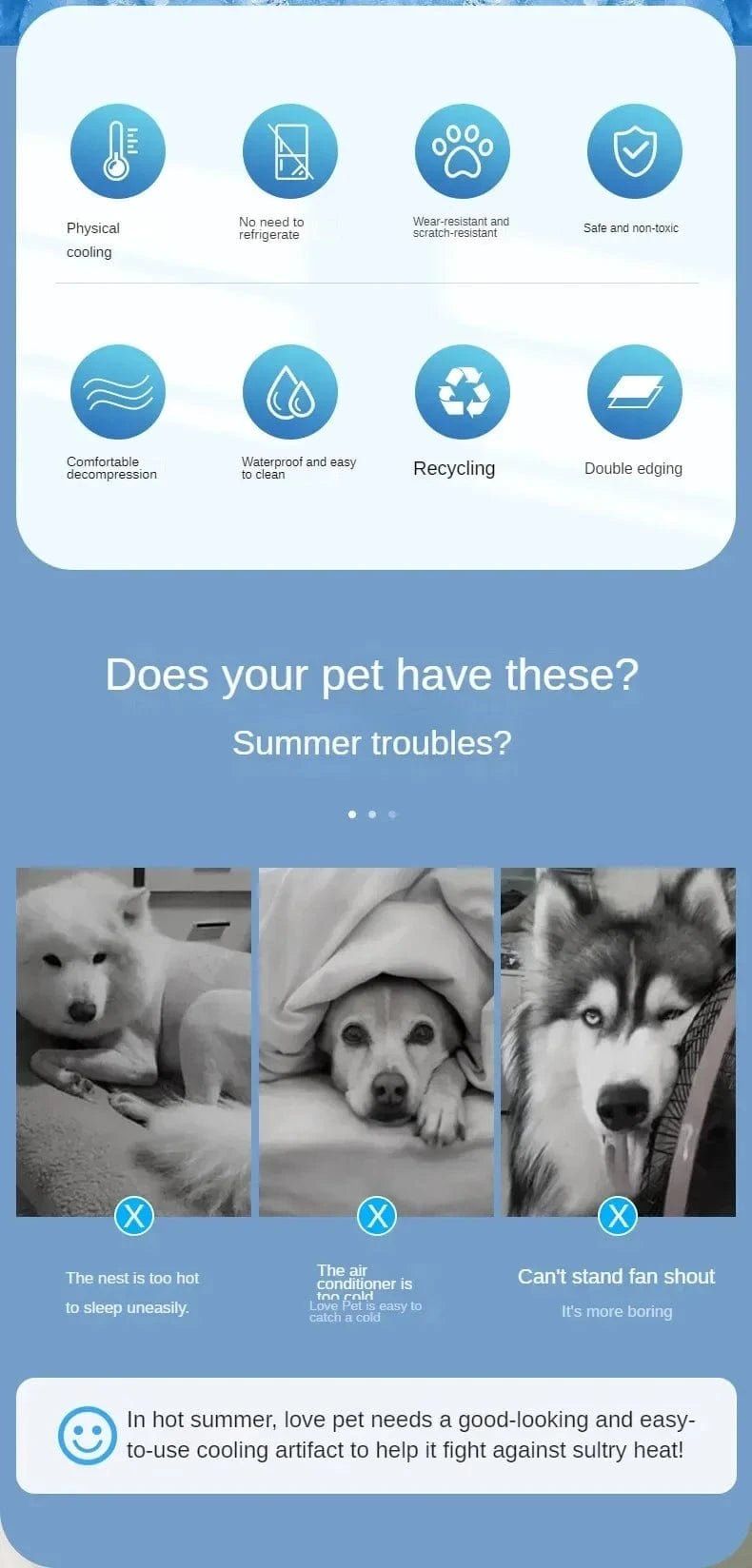 Pet Ice Pad Summer Dog Cooler Pad Breathable Cat Cooling Ice Pad Large Dog Sleeping Pet Ice Pad Sleeping Pad Summer Cooling Pad - PawfectCo