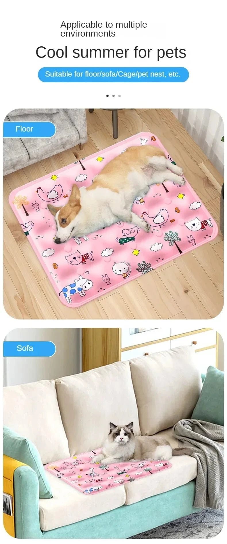 Pet Ice Pad Summer Dog Cooler Pad Breathable Cat Cooling Ice Pad Large Dog Sleeping Pet Ice Pad Sleeping Pad Summer Cooling Pad - PawfectCo