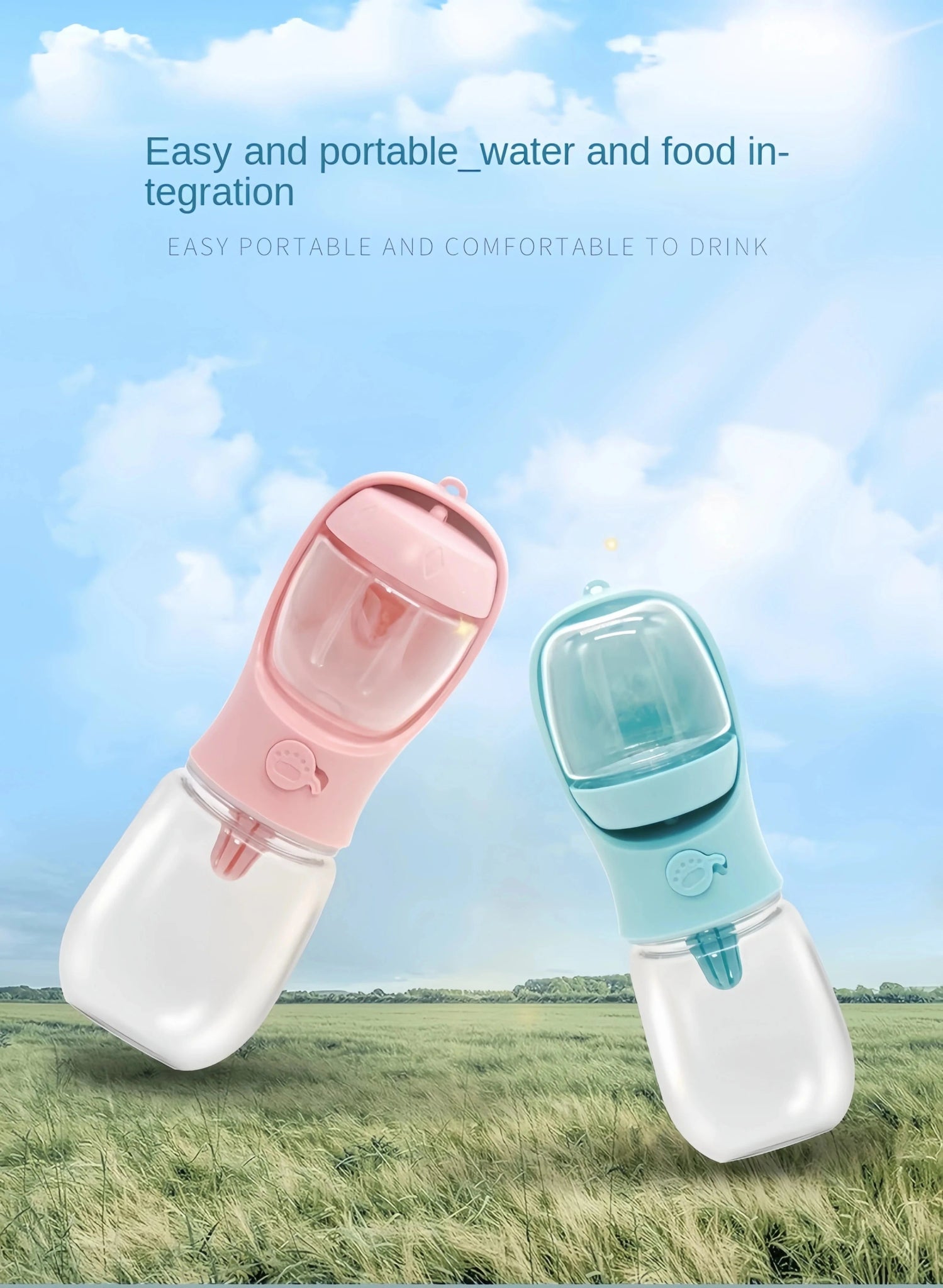 Portable Dog Cat Water Bottle with Storage Food and Water Container for Puppy Pets dogs Feeder Bowl Outdoor Travel Pet supplies - PawfectCo