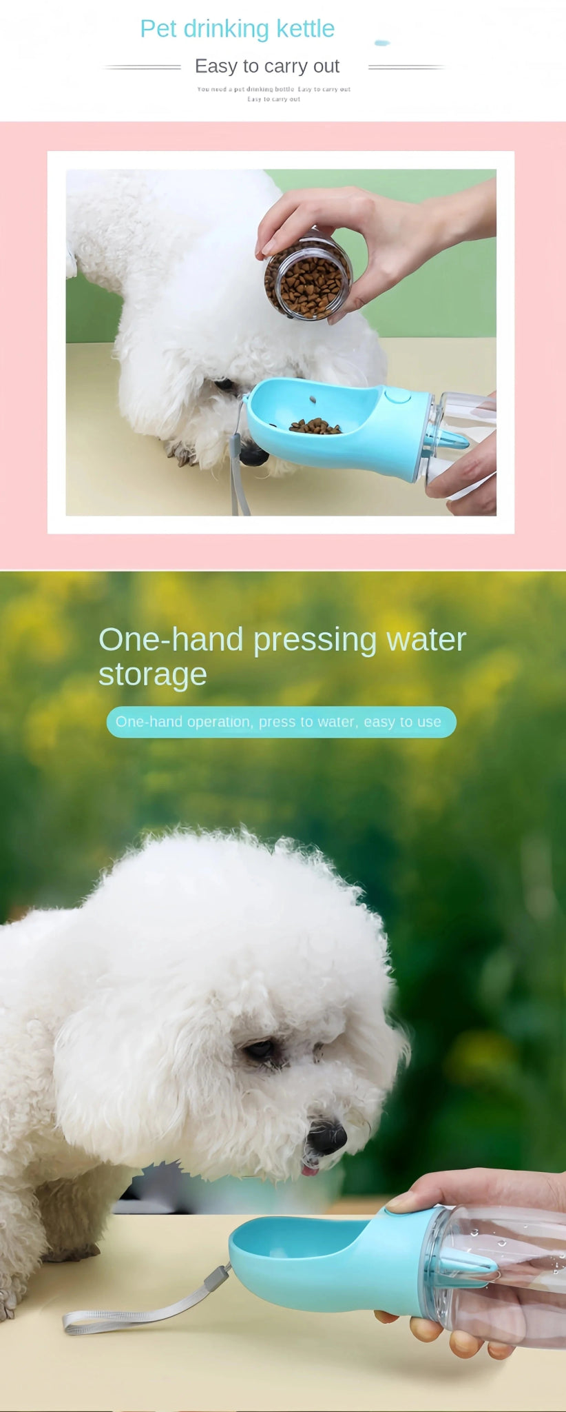 Portable Dog Cat Water Bottle with Storage Food and Water Container for Puppy Pets dogs Feeder Bowl Outdoor Travel Pet supplies - PawfectCo