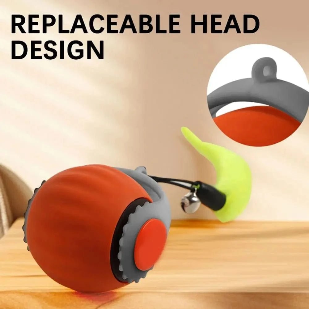 Silicone Smart Cat Toy Automatic Fast Rolling Cat Teasing Ball Toy with Faux Tail USB Rechargeable Self Moving Balls Toy - PawfectCo