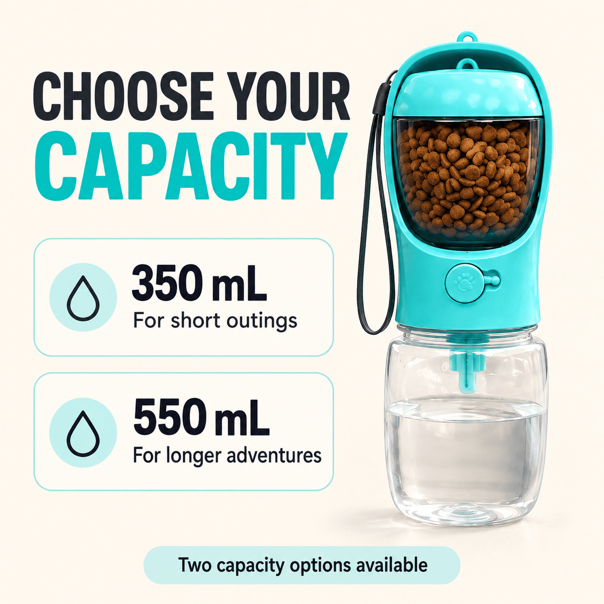 2-in-1 Portable Pet Water Bottle & Food Container for Dogs & Cats - PawfectCo