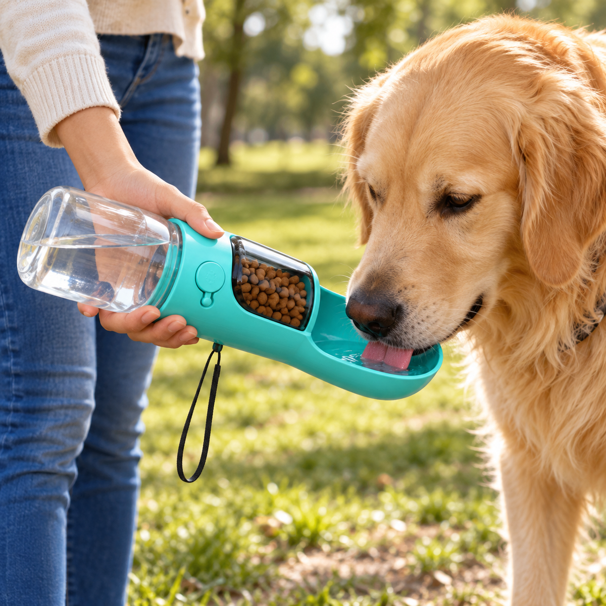 2-in-1 Portable Pet Water Bottle & Food Container for Dogs & Cats - PawfectCo