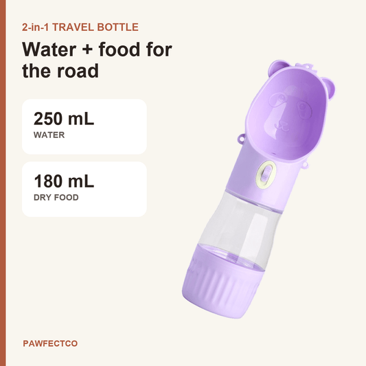 2-in-1 Travel Water Bottle + Food Container — Purple - PawfectCo