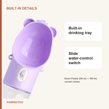 2-in-1 Travel Water Bottle + Food Container — Purple - PawfectCo