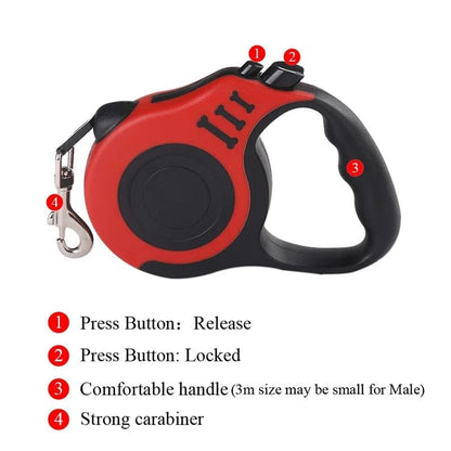 3m 5m Dog Leash for Small Dogs Cat Automatic Retractable Durable Nylon Lead Puppy Outdoor Travel Walking Hiking Traction Rope - PawfectCo