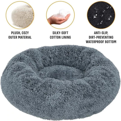 40 - 90cm Round Pet Bed for Large Dog Bed Super Soft Cat Bed Long Plush Dog House for Medium Dog House Winter Warm Sleeping - PawfectCo