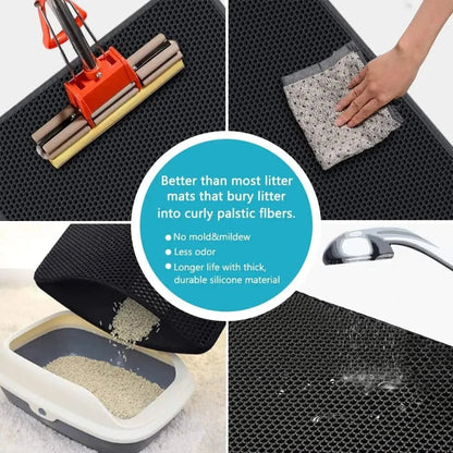 Cat Litter Mat With Gift Double Layer Waterproof Pet Litter Box Mat Non - slip Sand Cat Pad Washable Bed Mat Clean Pad Products - PawfectCo