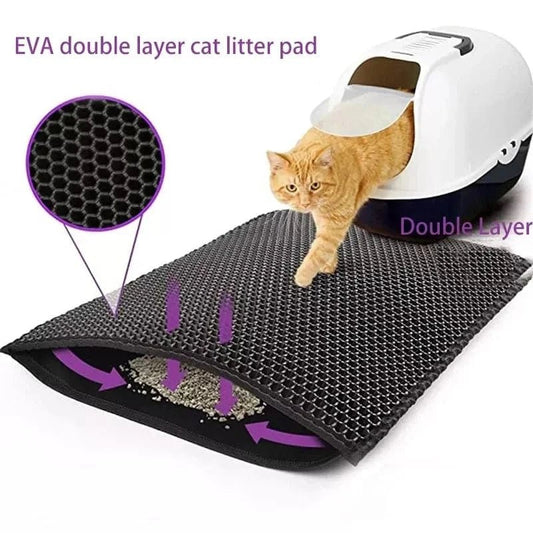 Cat Litter Mat With Gift Double Layer Waterproof Pet Litter Box Mat Non - slip Sand Cat Pad Washable Bed Mat Clean Pad Products - PawfectCo