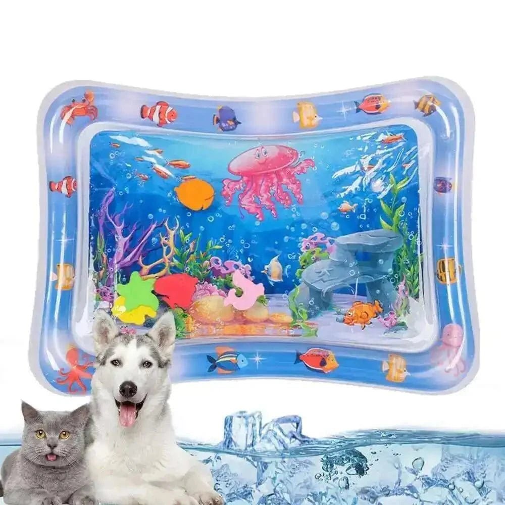 Cats Sensory Water Play Mat With Fish Thickened Inflatable Water Bed Dog Pet Play Sensory Toy Water For Pet Play Interactive Fun - PawfectCo