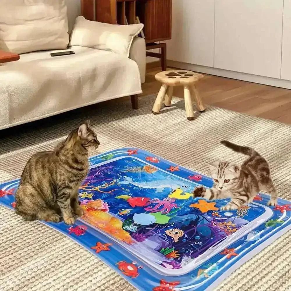 Cats Sensory Water Play Mat With Fish Thickened Inflatable Water Bed Dog Pet Play Sensory Toy Water For Pet Play Interactive Fun - PawfectCo