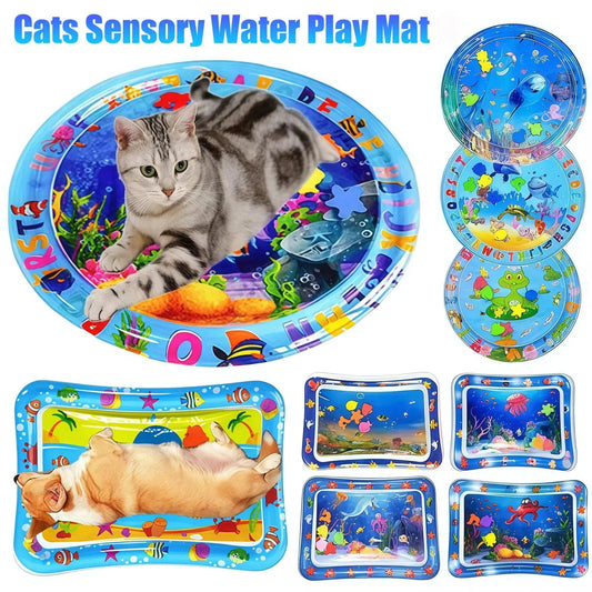 Cats Sensory Water Play Mat With Fish Thickened Inflatable Water Bed Dog Pet Play Sensory Toy Water For Pet Play Interactive Fun - PawfectCo