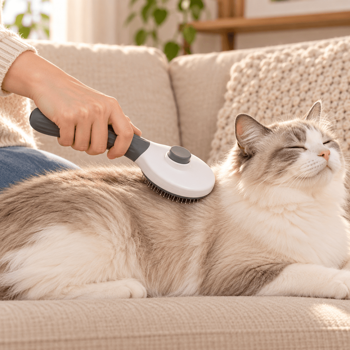 Dog & Cat Self-Cleaning Brush for Loose Hair & Coat Care - PawfectCo