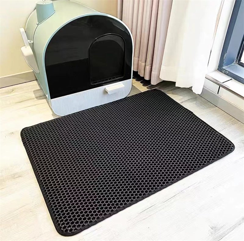 Double-Layer Cat Litter Trapping Mat — Black - PawfectCo