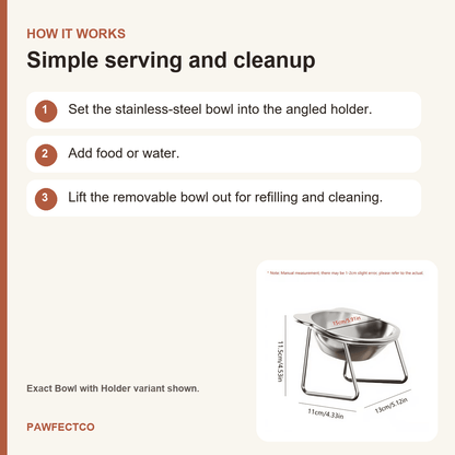Elevated Stainless Steel Pet Bowl with Holder - PawfectCo