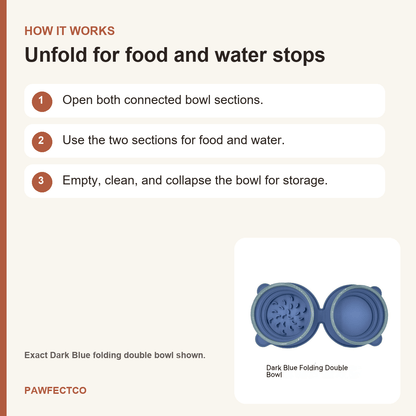 Foldable Double Travel Pet Bowl — Dark Blue - PawfectCo