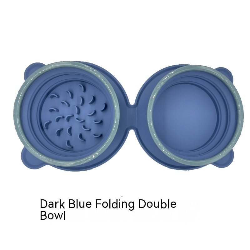 Foldable Double Travel Pet Bowl — Dark Blue - PawfectCo