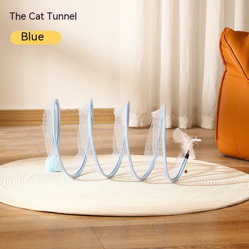 Foldable S-Shaped Cat Tunnel — Blue - PawfectCo