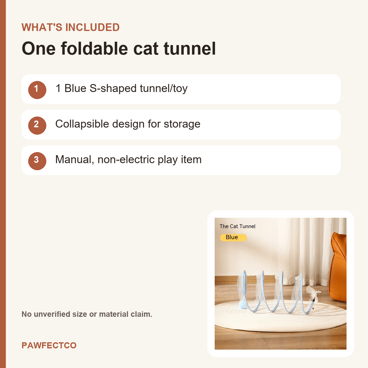 Foldable S-Shaped Cat Tunnel — Blue - PawfectCo