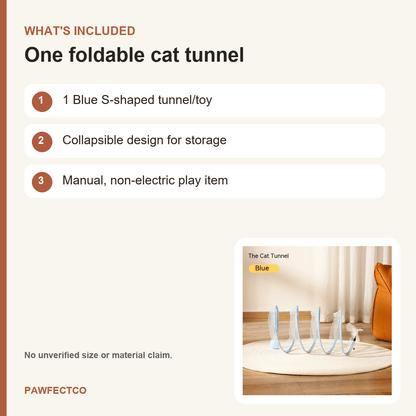Foldable S-Shaped Cat Tunnel — Blue - PawfectCo