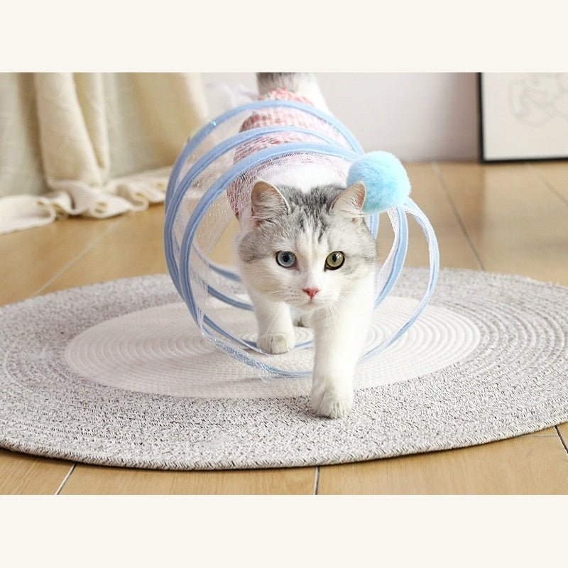 Foldable S-Shaped Cat Tunnel — Blue - PawfectCo