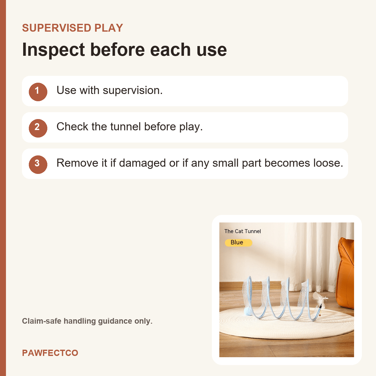 Foldable S-Shaped Cat Tunnel — Blue - PawfectCo