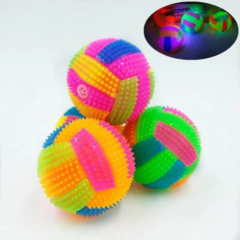 Glowing Ball Dog Toy Led Puppy Bouncy Chew Dog Ball Molar Toy Pet Color Light Ball Interactive Toys for Cats Small Dogs - PawfectCo