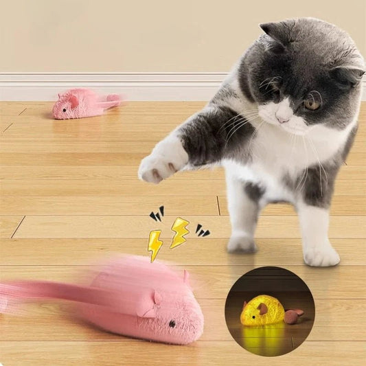 Interactive Plush Mouse Cat Toys Simulation Mice Kitten Self - Playing Plush Toys Indoor Pet Cats Chew Toy - PawfectCo