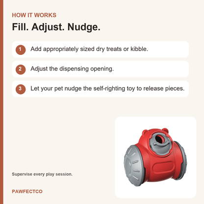 Manual Tumbler Treat-Dispensing Pet Toy — Red - PawfectCo