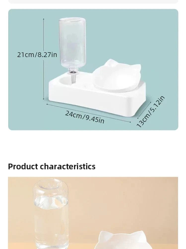 New Pet Bowl 15 Degrees Tilt to Protect Cervical Vertebrae Dog Food Bowl Automatic Drinking Feeder Pet Feeding Supplies - PawfectCo