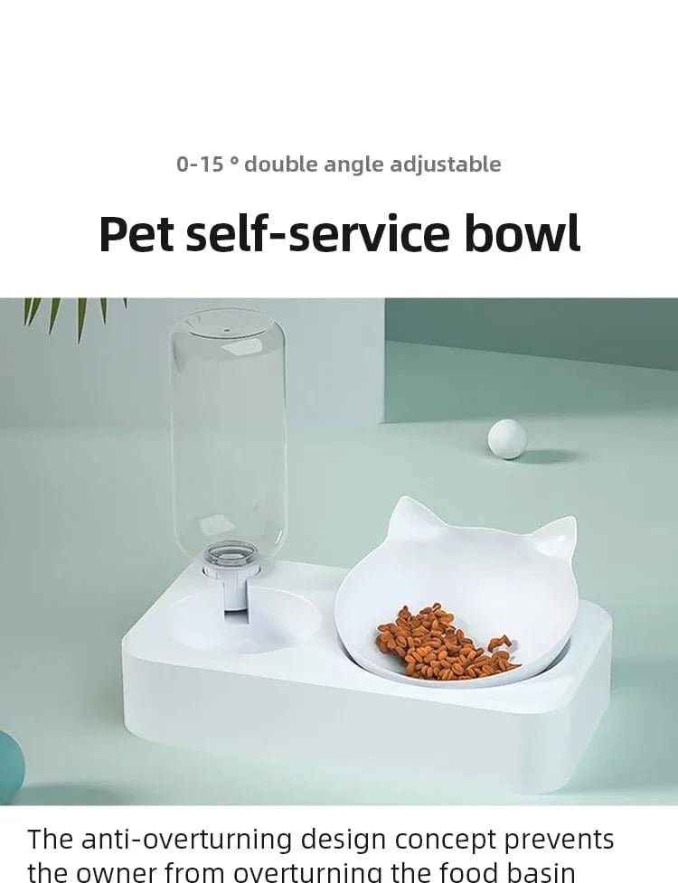 New Pet Bowl 15 Degrees Tilt to Protect Cervical Vertebrae Dog Food Bowl Automatic Drinking Feeder Pet Feeding Supplies - PawfectCo