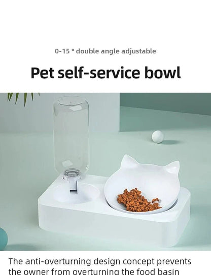 New Pet Bowl 15 Degrees Tilt to Protect Cervical Vertebrae Dog Food Bowl Automatic Drinking Feeder Pet Feeding Supplies - PawfectCo